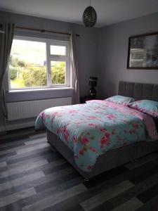 a bedroom with a bed and a window at Cub Cottage in Kilcoo