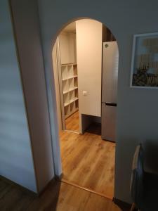 Η κουζίνα ή μικρή κουζίνα στο Ezera apartment