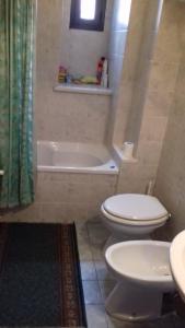 a bathroom with a toilet and a tub and a sink at La tana delle coccinelle in Capracotta