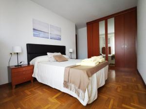 a bedroom with a large bed and a wooden floor at Apartamento Centro Gijón in Gijón
