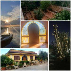 a collage of photos with a building and a arch at Villa Sargheruoli in Monteroni di Lecce