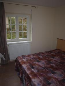 een slaapkamer met een bed en een raam bij Dalimilka in Litoměřice