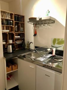 a kitchen with a sink and a counter top at Deichkind CitySuite in Bremen