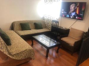 sala de estar con 2 sofás y TV en Espacios de Pando, en Puebla