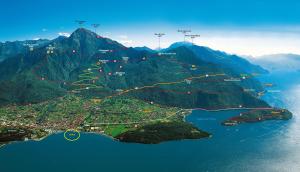 a map of a small island in the water at Seven Park Hotel Lake Como - Adults Only in Colico