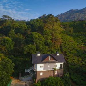 a house in the middle of a hill with trees at Teaberg Estate Haus in Munnar