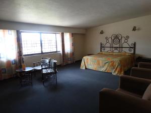 - une chambre avec un lit, une table et des chaises dans l'établissement Hotel Lerma, à Lerma de Villada