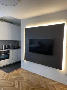 Kuchyň nebo kuchyňský kout v ubytování Apartmán V Krátké