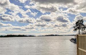 a lake with a tree and a cloudy sky at 2 Bedroom Stunning Home In Oskarshamn in Oskarshamn