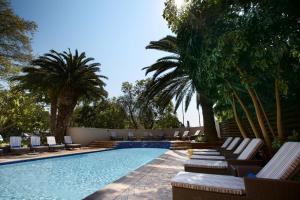 a swimming pool with lounge chairs and palm trees at SunSquare Cape Town Gardens in Cape Town