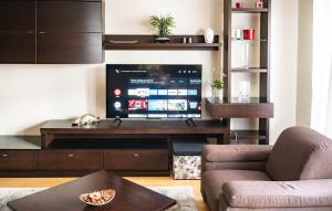 een woonkamer met een tv en een bank bij FREE PARKING! Soho Budapest 101, 4 ppl, AC, Superfast WIFI, TV in Boedapest