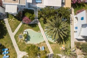 an aerial view of a yard with a swimming pool at Lakki Village in Aegiali