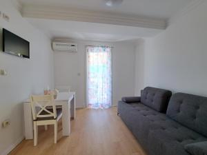 ein Wohnzimmer mit einem Sofa und einem Tisch in der Unterkunft Guesthouse Emma in Zadar