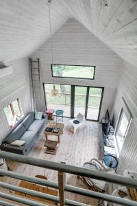 an overhead view of a living room in a tiny house at Unique holiday home in Mankarbo, Uppsala 