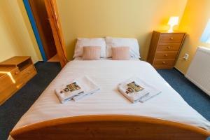 1 dormitorio con 1 cama con 2 almohadas en Hotel Franz, en Rejvíz