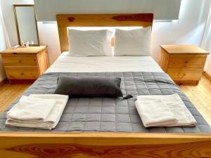 a large bed with two pillows on top of it at Demetra 1 Bdr Down Town Nicosia in Nicosia