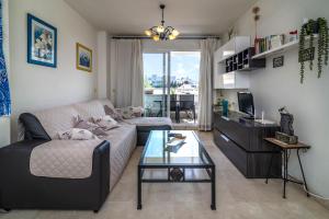 a living room with a couch and a table at Apartamento Puerto Azul in Marbella