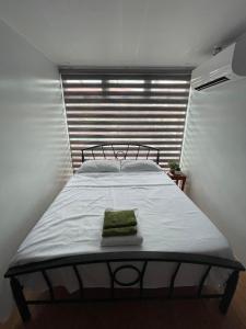 ein großes Bett in einem Zimmer mit Fenster in der Unterkunft Jolie Joe's in Tagudin