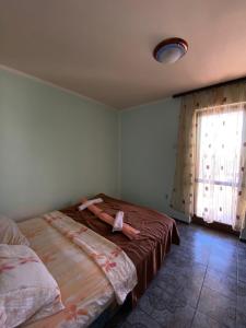 a bedroom with two beds and a window at Sunny Villa Apartments in Budva