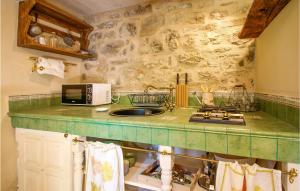 a kitchen with a green counter top and a sink at 1 Bedroom Gorgeous Apartment In Villagrande Di Monteco 