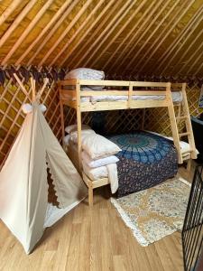 Ein Etagenbett oder Etagenbetten in einem Zimmer der Unterkunft Afton Milis Yurt Glamping