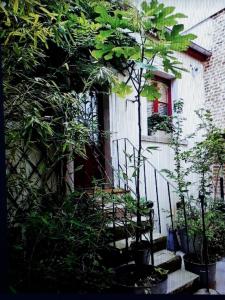 a group of trees and plants in front of a building at Le nichoir aux oiseaux avec Parking in Paris