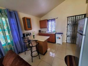 a kitchen with a refrigerator and a table and chairs at Home Suite Home In New Harbour Village III. in Old Harbour