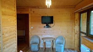 Televízia a/alebo spoločenská miestnosť v ubytovaní Domek Marców
