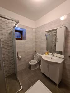 a bathroom with a sink and a toilet and a shower at Holiday Home Nena in Drniš