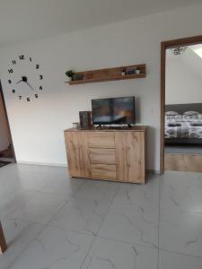 Televízia a/alebo spoločenská miestnosť v ubytovaní Apartamenty Perła Orawy