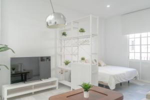 Postel nebo postele na pokoji v ubytování LOFT SÚPER LUMINOSO EN EL CENTRO DEL PUERTO DE SANTA MARÍA.