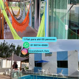 un collage de fotos de un hotel con piscina en Gravatá beach flats, en São José da Coroa Grande