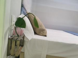 a white bed with two pillows on top of it at Calleja La Pimentera in Córdoba