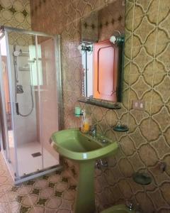 a bathroom with a green sink and a shower at Tenuta Aquilae in Castrofilippo