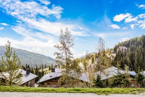 un gruppo di case in montagna con alberi di Crystal Run a Sandpoint