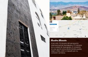 un panneau sur le côté d'un bâtiment avec une carte dans l'établissement Casa Bonita, à Guanajuato