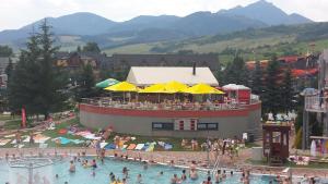 a group of people in a pool at a resort at Free Apartman Besenova in Bešeňová