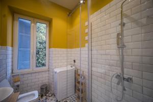 a bathroom with a shower and a sink at Studio Reale Corfu in Corfu