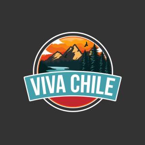 a badge with a mountain and the word viva chile at Viva Chile Hostal - Puerto Varas in Puerto Varas