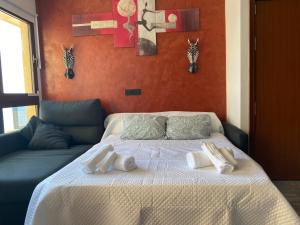 Postel nebo postele na pokoji v ubytování Apartamento Benalmadena playa