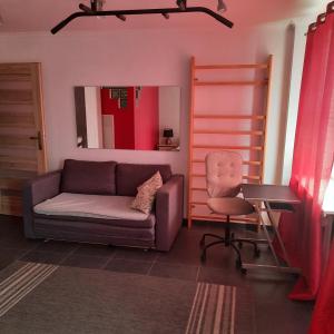 sala de estar con sofá y silla en Apartament Robotnicza, en Sanok