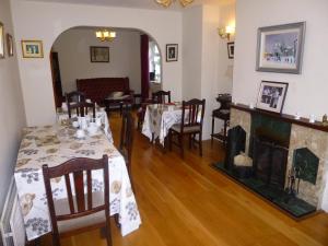 comedor con 2 mesas y chimenea en Dun Roamin, en Galway