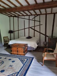 Posteľ alebo postele v izbe v ubytovaní Partie de Château du XI ieme à Canet d'Aude