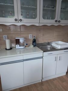 ボルシャにあるODAIA BUNICIIの白いキャビネットとシンク付きのキッチン