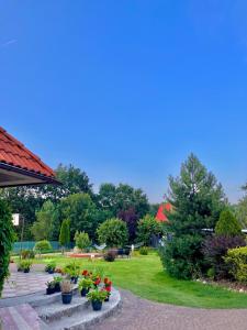 ウェバにあるPokoje Alicjaの公園内の赤花庭園
