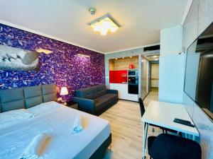 Kuchyň nebo kuchyňský kout v ubytování Sea Breeze Apartments