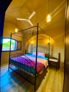 ein Schlafzimmer mit einem Himmelbett in einem Zimmer in der Unterkunft Gold's Villa in Luxor