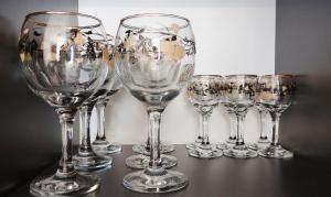 a group of wine glasses sitting on a table at Via Tsaghkadzor in Tsaghkadzor