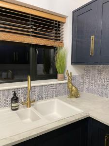 a kitchen sink with a ceramic rabbit sitting on top of it at The Parlour in Great Yarmouth