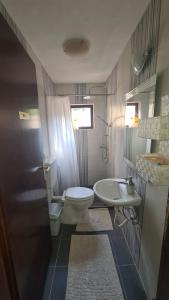 a bathroom with a toilet and a sink at Villa Rose Ann in Rogoznica